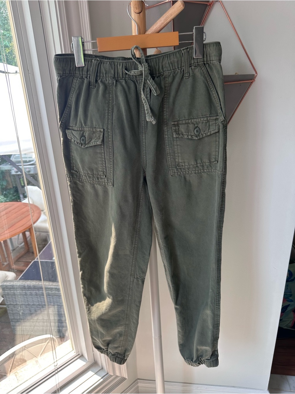 AERIE Olive Army Green Cargo Jogger Pants Front Pockets COTTON LYOCELL Sz Small